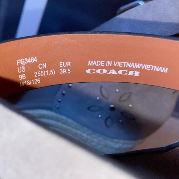 COACH Kelsi Wedge Espadrille Sandals Heathered Gray Suede Studded Size 9 NIB - Picture 11 of 14